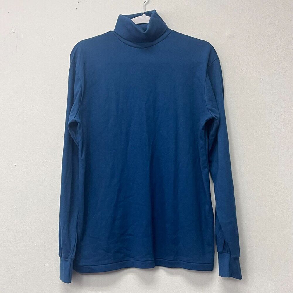 Bert Pulitzer Men 100% cotton Turtle Neck Long Sleeve Shirt Blue Made USA size M
